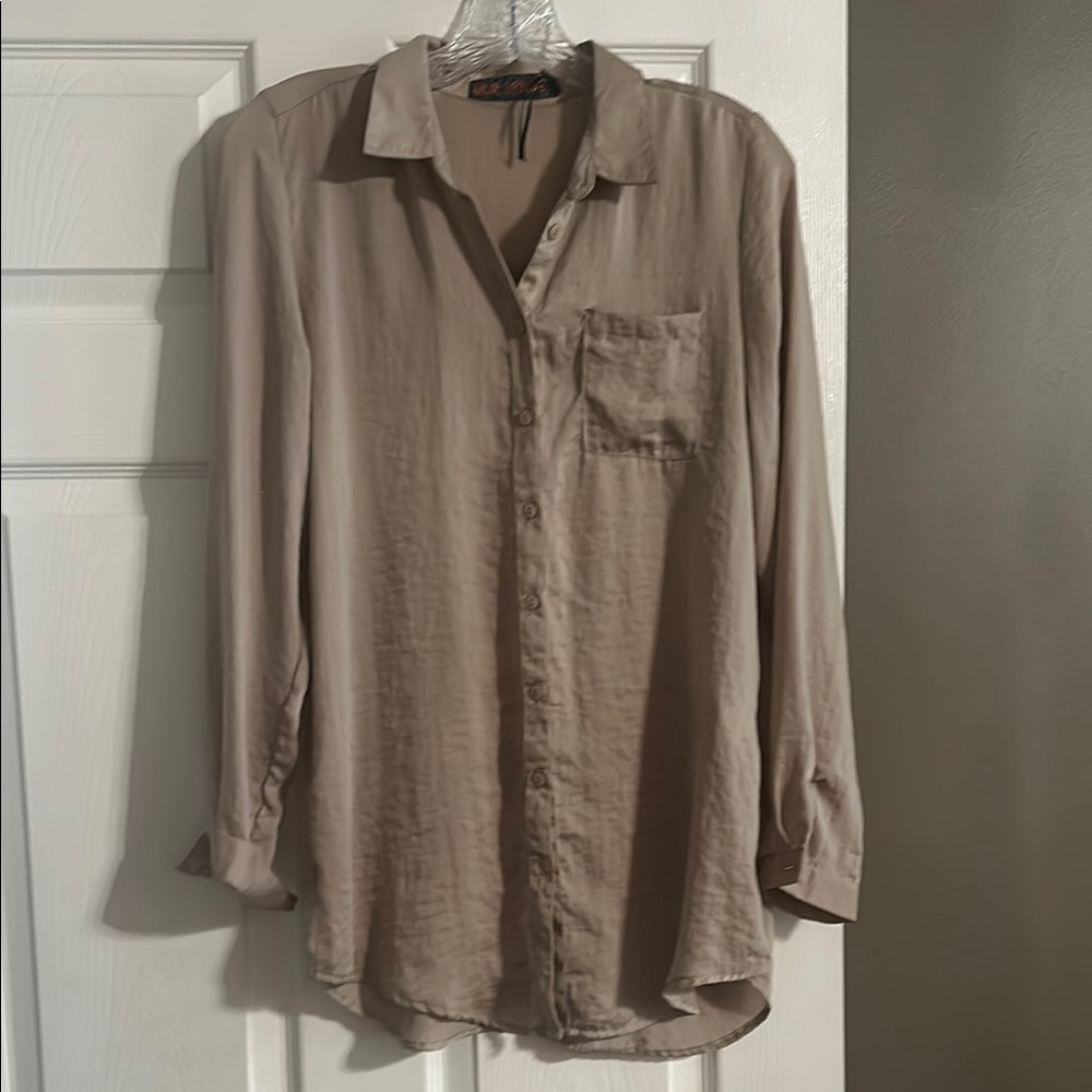 Women’s Tan Button-Up Shirt